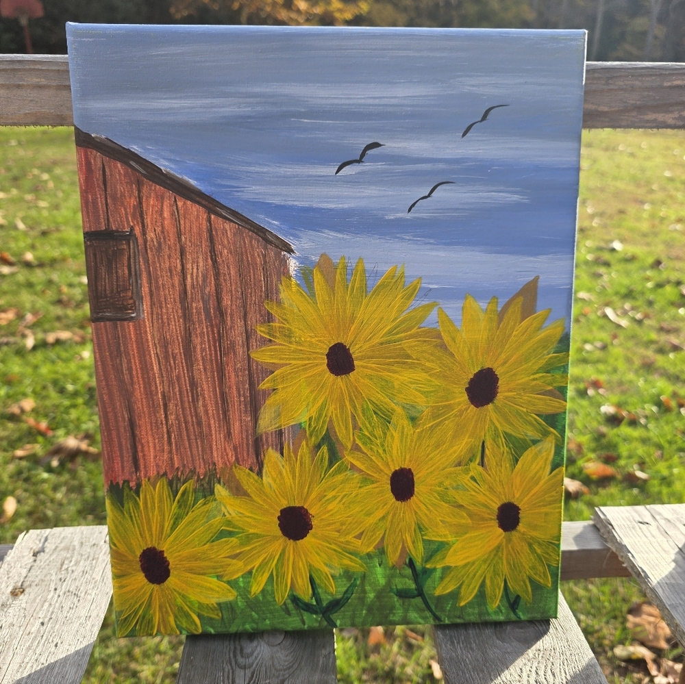 Sunflower Barn Canvas Art